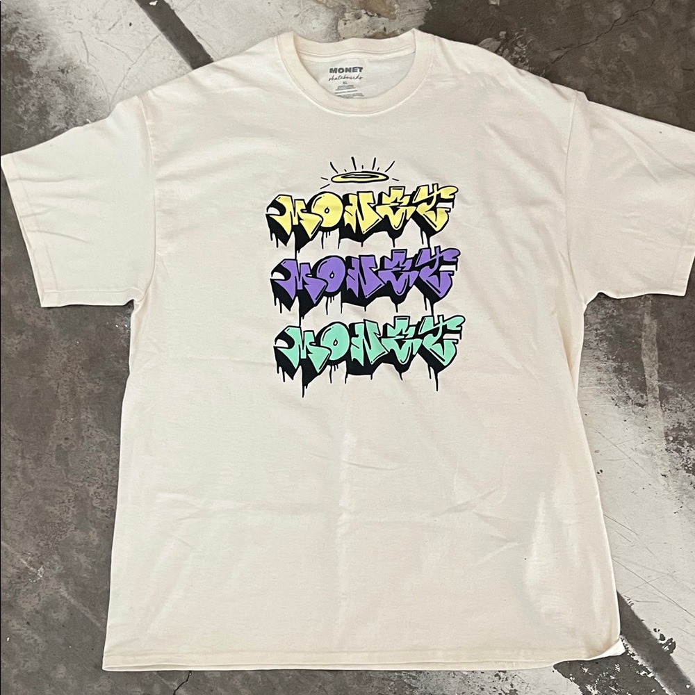 Monet White Tee with Vibrant Graphic